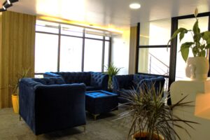 Lounge space at HubFive Perumbakkam coworking space